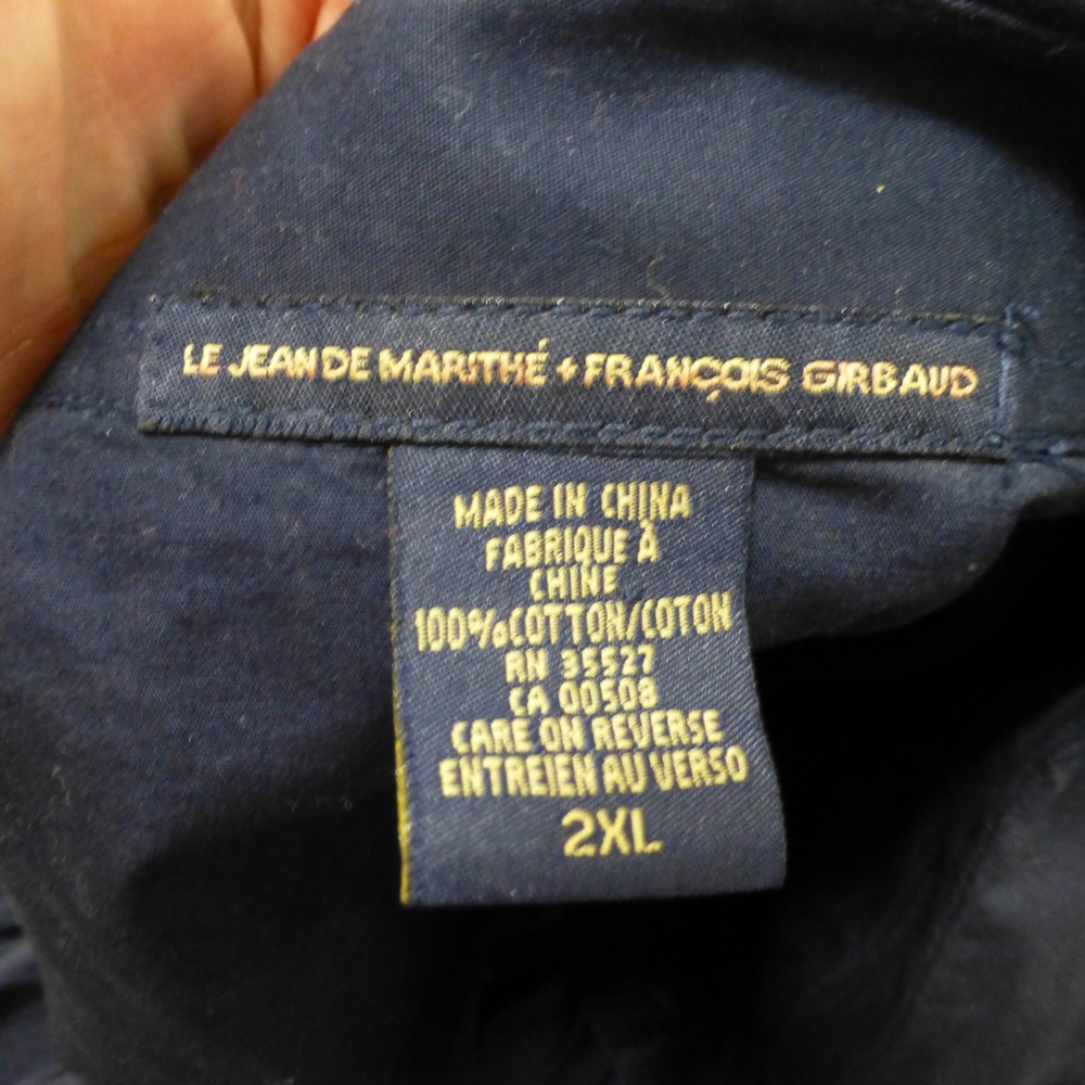 Marithe Francois Girbaud Shirt Mens 2XL Navy Blue Graphic Button Up - Picture 7 of 8